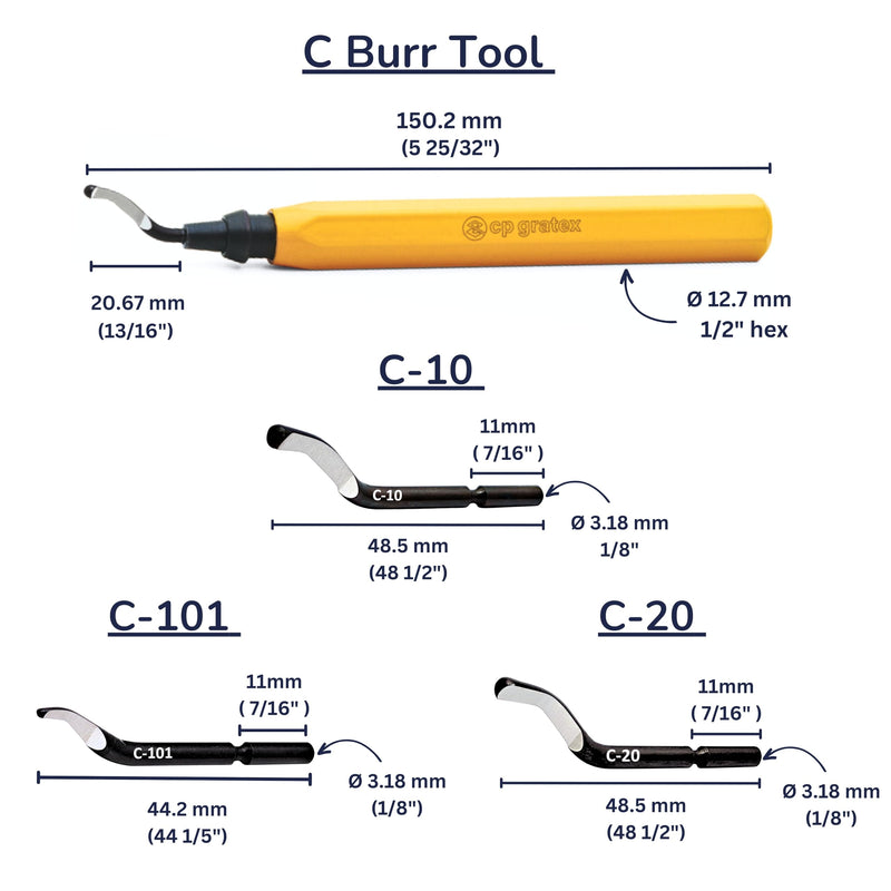 Deburring Tool [Yellow] – 1/2” C Burr Set 3 with 31 HSS Deburring Blades, Works on Metal, Resin, 3D Printing Plastic, PVC, Iron, Copper, Brass