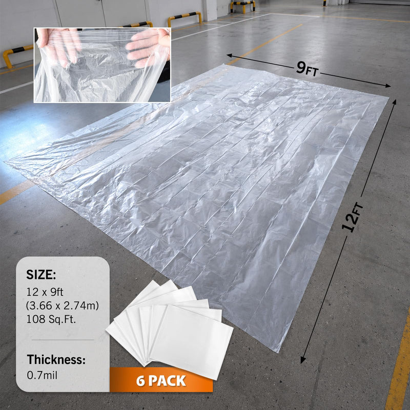 ROLLINGDOG 6 Pack Plastic Drop Cloths 12' x 9' 6 pc