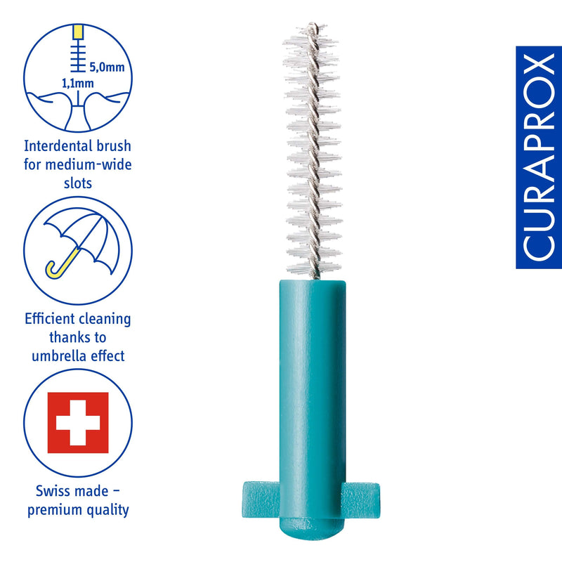 Curaprox CPS 06 Prime Refill Interdental Brushes, Turquoise, 8 Count - 8 x 0.6mm - 2.2mm Internal Toothbrushes. Size 6 (8 Count)