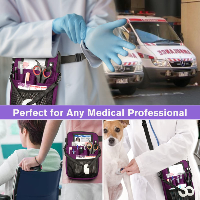 Nurse Fanny Pack with Tape Holder, SITHON Multi Compartment Medical Gear Pocket Belt Bag Nursing Organizer Pouch | Utility Waist Pack for Stethoscopes, Bandage Scissors Other Medical Supplies, Purple