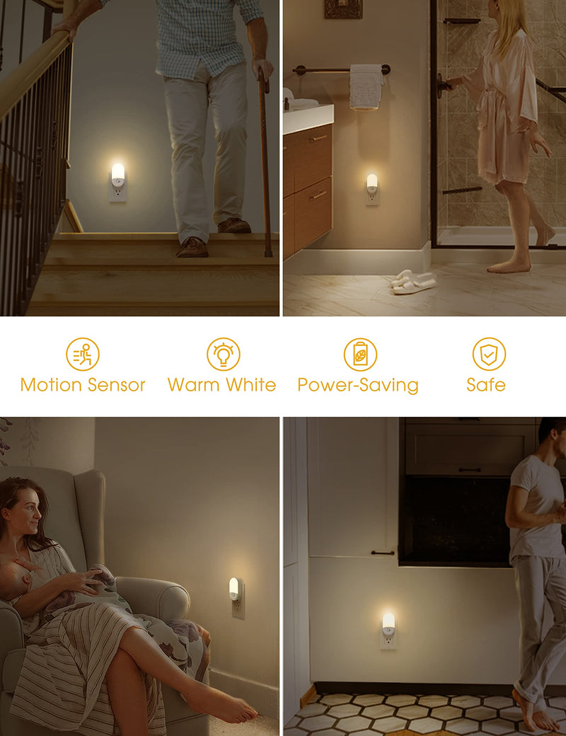 L LOHAS LED Motion Sensor Night Light, 2Pack, Motion Activated Night Light, Night Lights Plug into Wall Motion Sensor, 3000K Warm White, Adjustable Brightness 30/60LM, for Kids Adults Bathroom Bedroom Soft White
