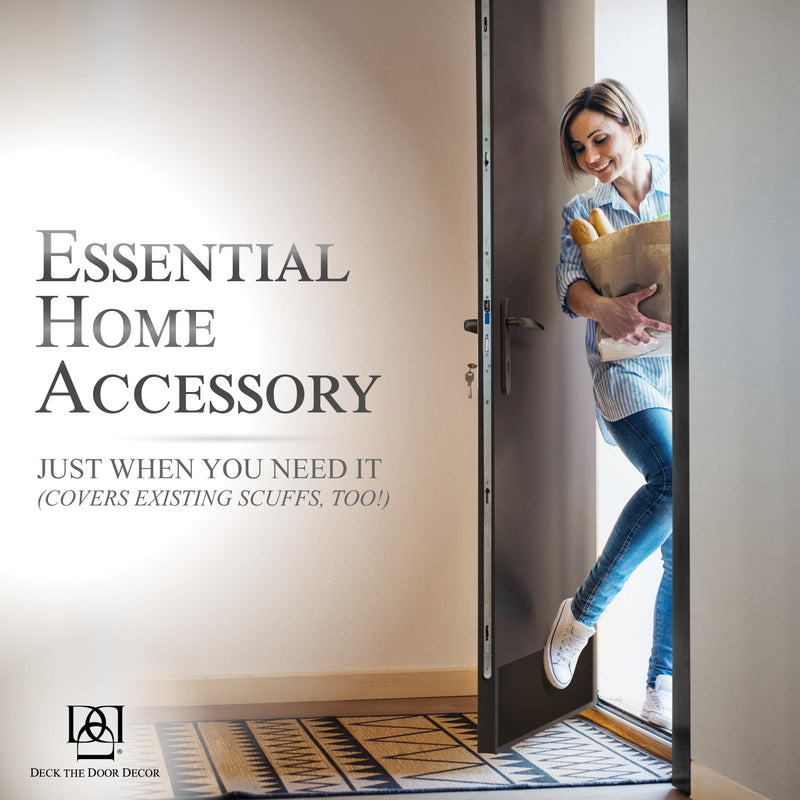 Magnetic Rubber Door Kick Plate - UV Printed Faux Finish - Elegant Accent & Durable Protection for Doors - Exterior Home Decor - Easily Mount On Steel Doors - Faux Satin Black, 8"x34" 8x34"