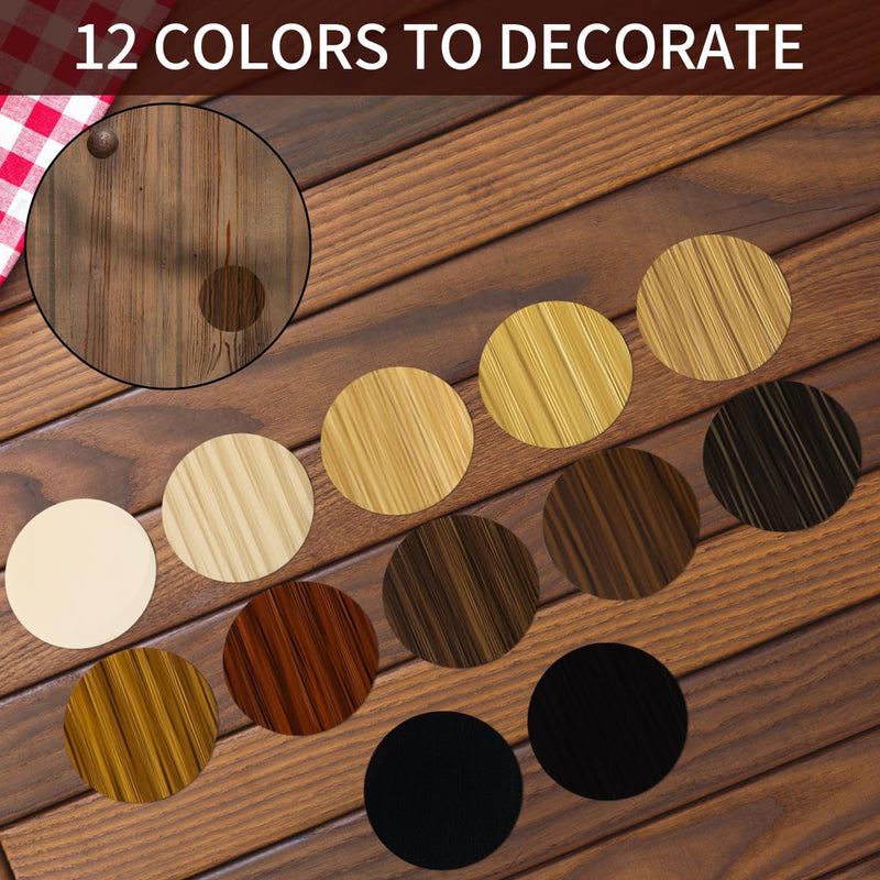 648 Pieces Screw Hole Covers Stickers, 12 Basic Color Colors Wood Stickers, Adhesive PVC Screw Cover Caps, for Wood Screws Wall Cabinets Desk Wall