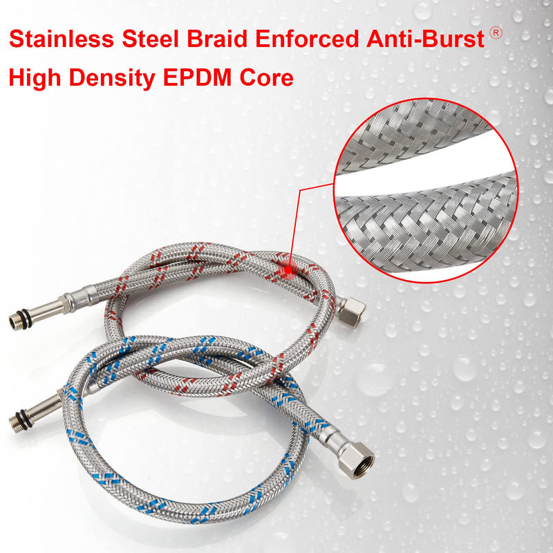 Midanya 32-Inch Long Faucet Connector, Braided Stainless Steel Supply Hose 3/8-Inch Female Compression Thread x M10 Male Connector, x 2 Pcs (1 Pair) 32 Inch