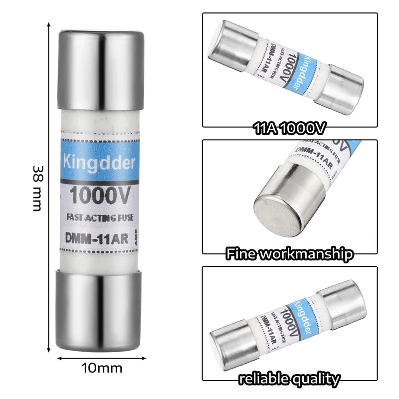 Kingdder Digital Multimeter Fuse Dmm-11A 11A 1000V DMM Replacement Fuse Fast Acting DMM Fuse Replacement Agent Fuse 10 x 38 mm, 3/8 Inch x 1-1/2 Inch (5) 5