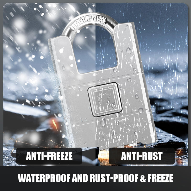 Heavy Duty Combination Padlock, Diyife Large Outdoor Padlock [Wrapped Beam] High Security, One-Touch Unlocking, Design of Hidden Password Suitable for Locker, Home, School, Garage, Gate (Silver) Silver