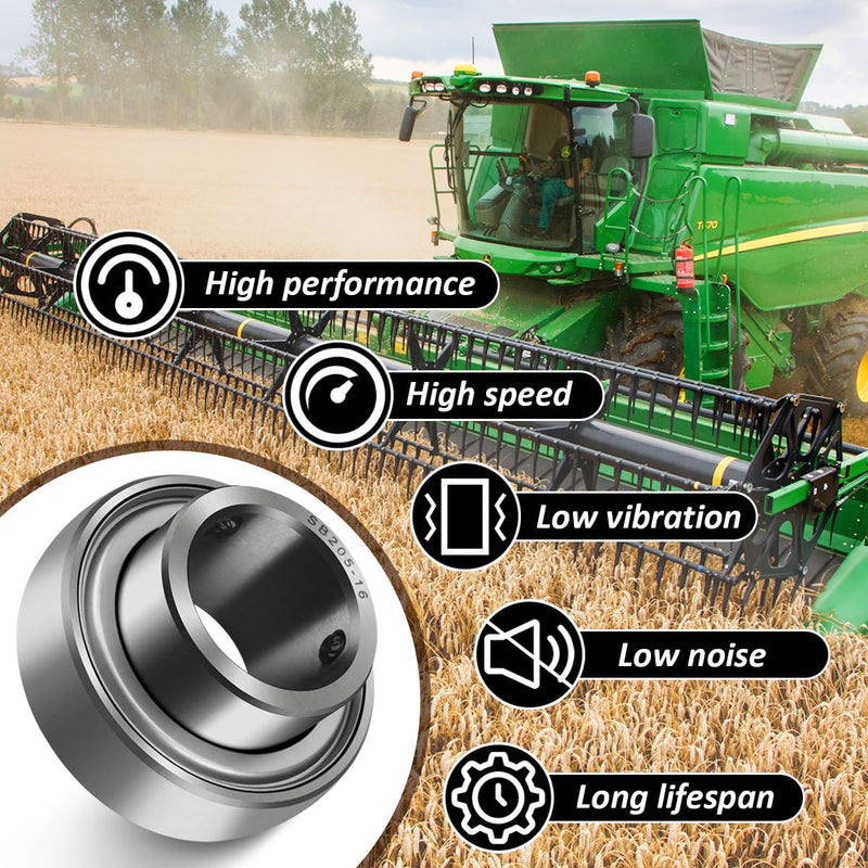 SB205-16 Insert Bearing 1" Bore with Set Screws for Agricultural Machinery Replaces YAT205-100 YA100RRB YAT205-100 S216EL SB205-16 FHS205-16 SNPS100-RP YA100RRB S216El FHS205-16 L-16