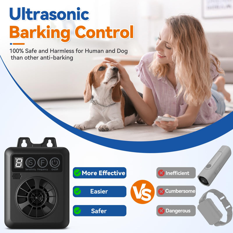 Anti Barking Device for Dogs, 50FT Rechargeable Ultrasonic Dog Bark Control Devices with 4 Modes Stop Neighbors Dogs Barking Waterproof Bark Deterrent Box, Dog Barking Silencer Safe for Outdoor Indoor Black