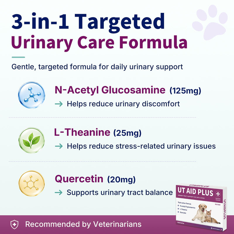 Natural UTI Treatment for Cats & Dogs – Antibiotic-Free Urinary Tract Infection Support Supplement – Bladder & Kidney Health – Incontinence Prevention – 30 Capsules