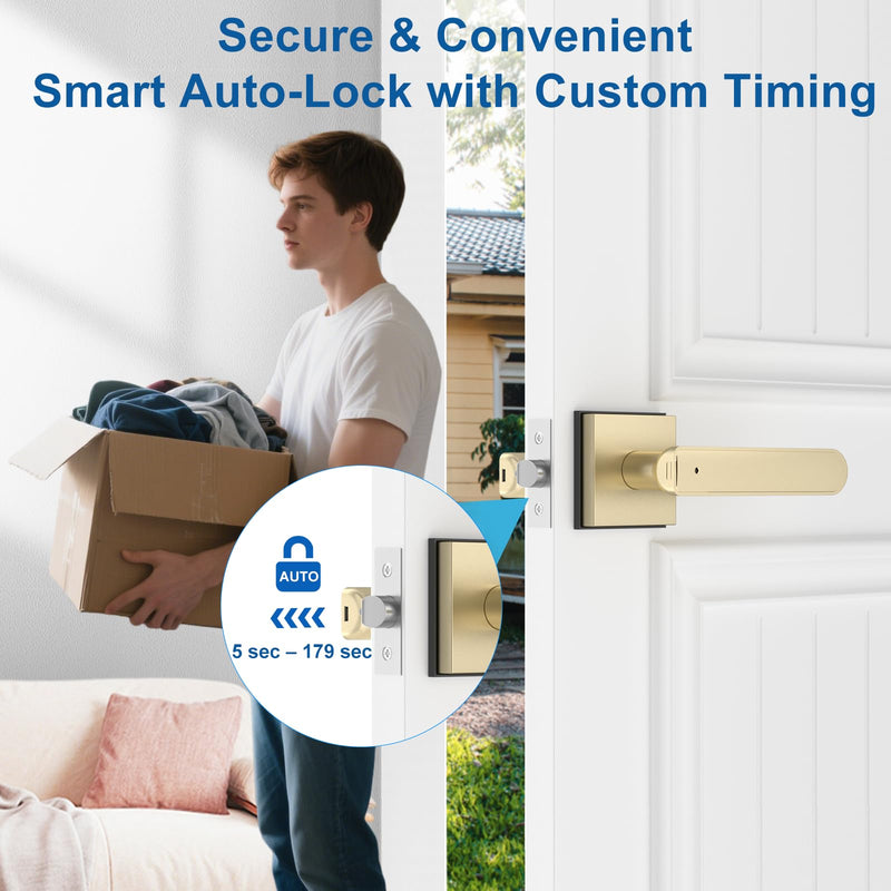 Gold Fingerprint Door Lock Smart Finger Print Door Knob Keyless Bedroom Door Lock with Keypad App Control Easy Installation for Home Bedroom Office,2 Fob Cards 2 Fob Cards Gold Fingerprint Door Knob