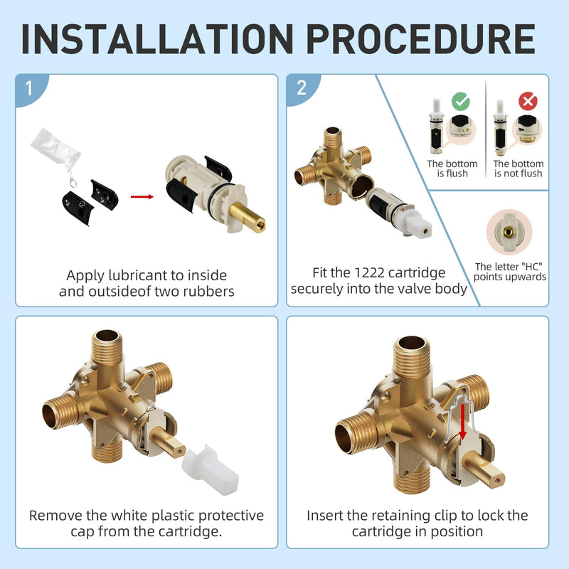 1222 Cartridge Kit Compatible with Moen Posi Temp Valve Tub Shower Faucet Single Handle, Incloud 104421 Cartridge Puller remaoval Tool and Handle Adapter Kit 116653 cartridge+removal tool+adapter