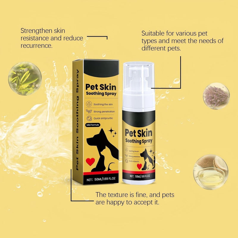 Pet Skin Treatment Spray for Dogs and Cats- Nature Soothing Solution for Itchy Skin, Reduces Scratching- 2Pcs