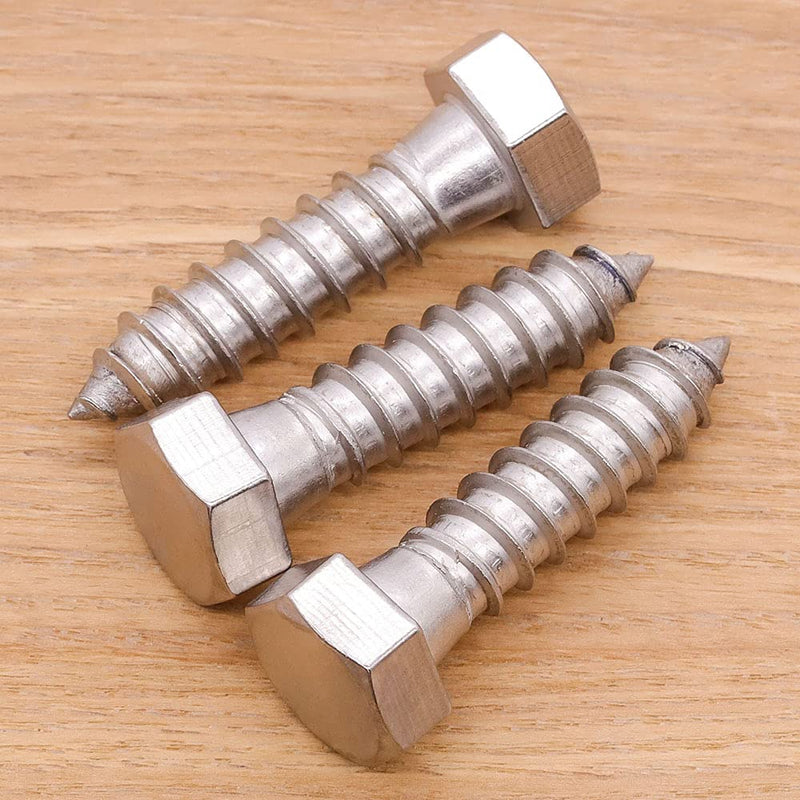 3/8" x 1-1/2" Hex Head Lag Screws Lag Bolts, 304 Stainless Steel 18-8, Deck Screws, Hexagon Head Wood Screws 10 PCS 3/8 x 1-1/2"