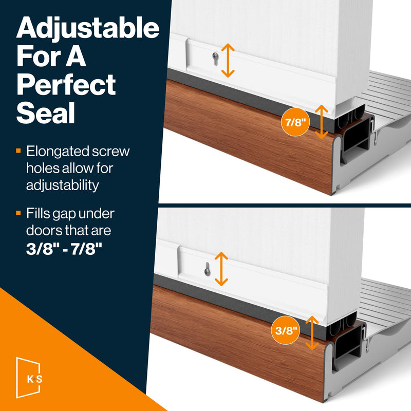 New: KS Hardware,Patent Pending, Adjustable Double Bubble Door Sweep, Draft Stopper, Under Door Seal for Exterior Doors, 1 3/4" x 36", White (36 inch) 36 Inch