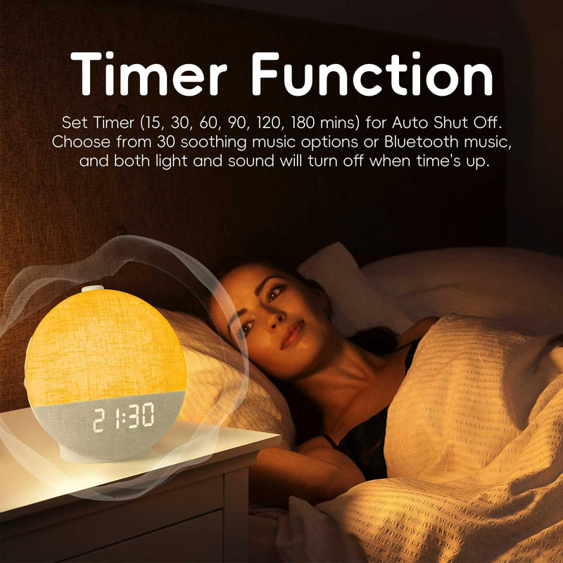 Sunrise Alarm Clock with Sound Machine, Natural Wake Up Light with Night Light, 30 Sleep Sounds, White Noise Machine Alarm Clocks for Bedrooms, Heavy Sleepers