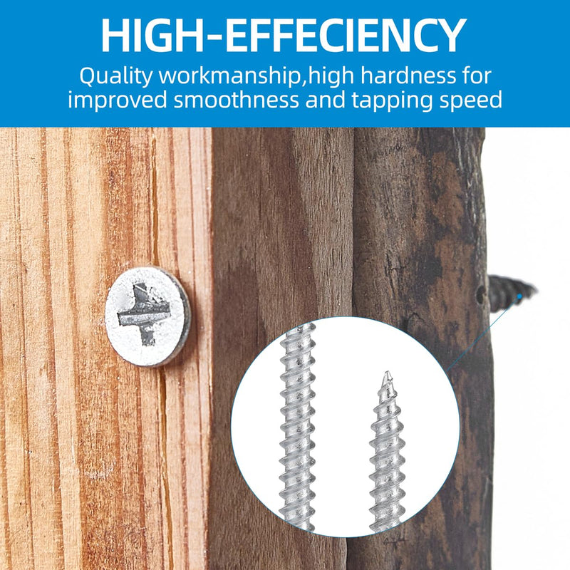 High Hardness #6 Drywall Screws Assortment Kit,Zinc Wood Screws 170pcs (3/4",1",1-1/4",1-1/2",2"),Phillips Drive, Flat Head Self Tapping Dry Wall Screws, Assorted Sheetrock Screws,Screw,Screws Set Silver