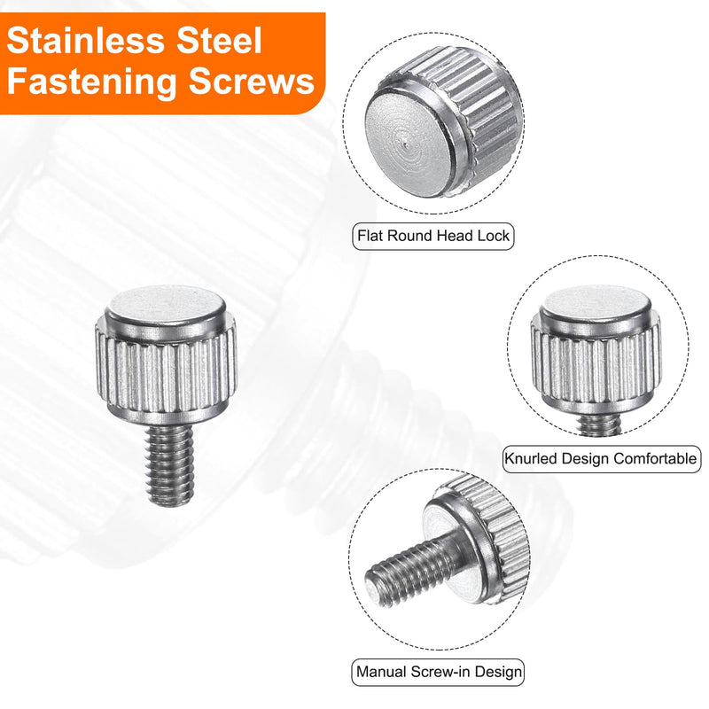 HARFINGTON 12pcs Knurled Thumb Screws M2.5x5mm Stainless Steel Locking Screws Round Flat Head Knob Bolts for Slide Caliper Measuring Tool Accessories, Silver