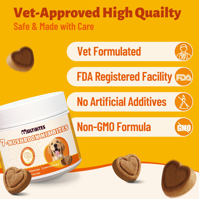 Mushroom Supplement for Dogs - Supports Antioxidant & Immune Defense, Gut, Skin, Joint & Urinary Tract Health, 7-Mushroom Complex (Turkey Tail, Lion's Mane, Reishi & 4 Others) – 330 Chews