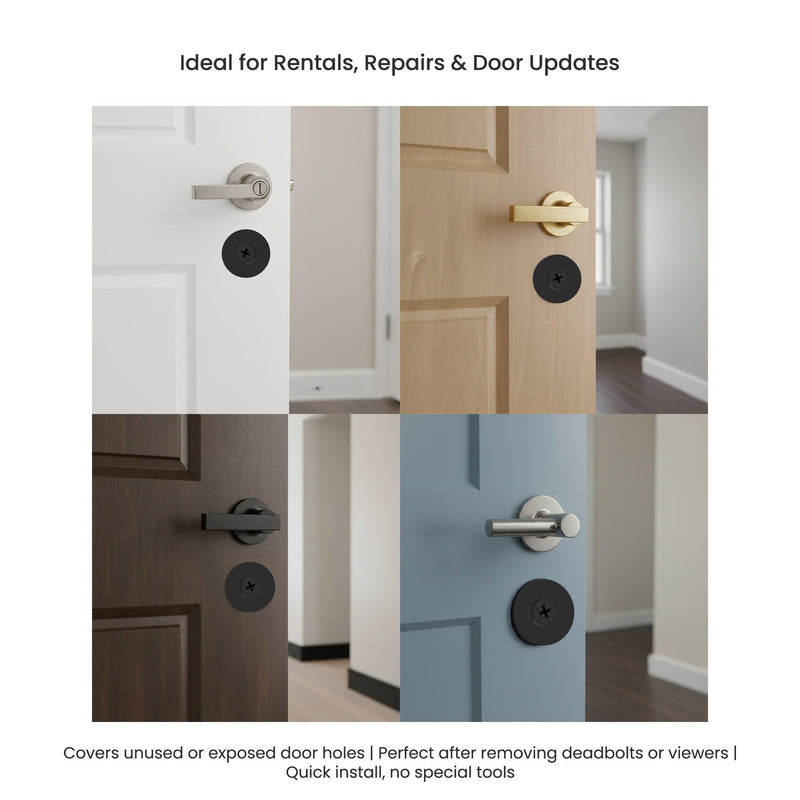 Door Hole Cover Plate 3 Pack, Matte Black Deadbolt and Door Knob Hole Cover with Screws, Metal Door Lock Cover Plate for Interior and Exterior Doors, Fits Standard Door Holes