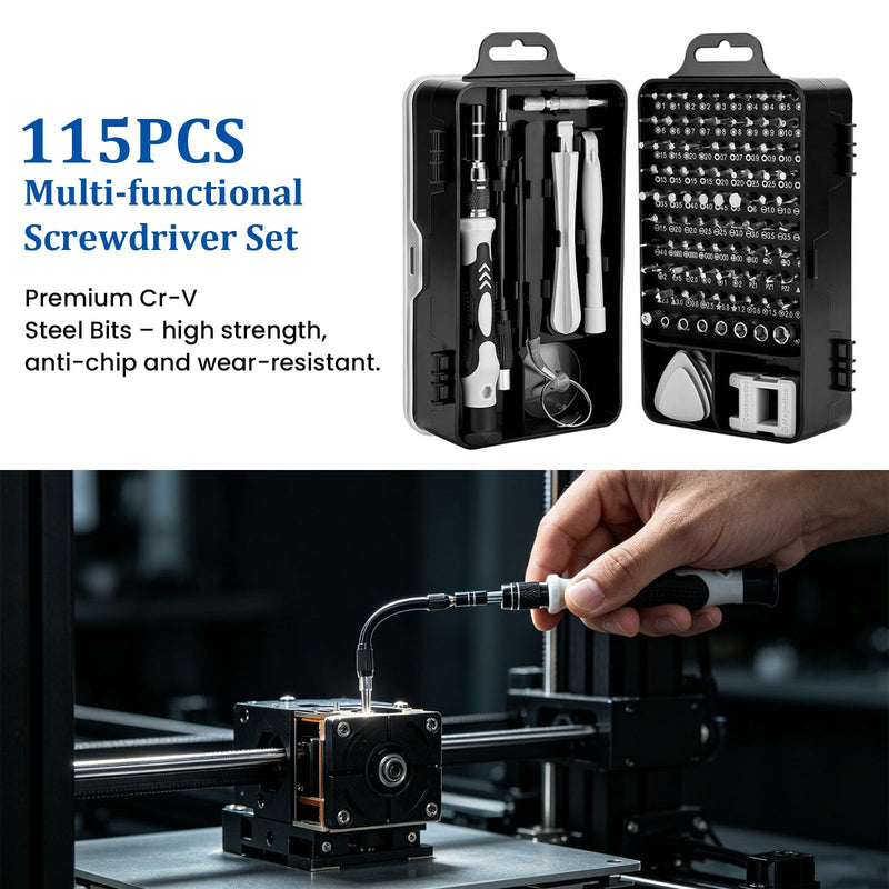 170PCS 3D Printer Tool Kit with Precision Screwdriver Set, 3D Printing Accessories for Cleaning & Finishing, Includes Nozzle Cleaning Needles, Deburring Tool, Engraving Knife, Metal Files, PTFE Tube C