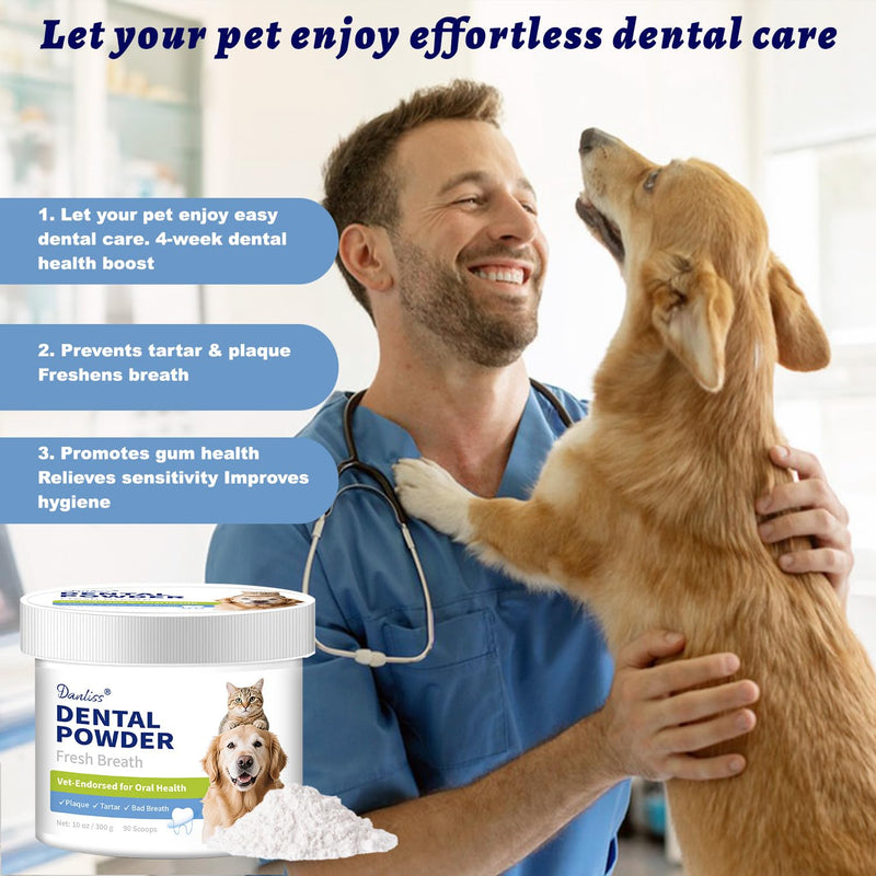 Dog Dental Powder for Pet Oral Care and Teeth Cleaning–No Added Colorants Breath Freshener for Cats and Dogs, Bad Breath, Plaque & Tartar Remover, Helps Protect Against Leaky Gums – 100 Scoops