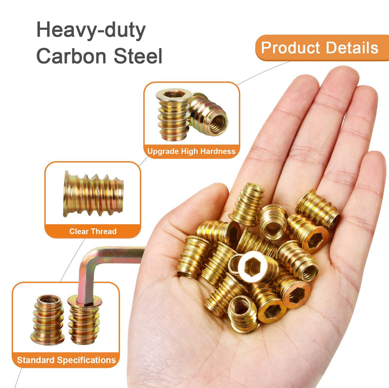 M6-1.0 x 25mm Threaded Inserts for Wood, Hex Drive Wood Nut Inserts, Exceptional Threaded Insert Nuts for Furniture, Wooden Products & Models, 100 PCS M6 x 25mm