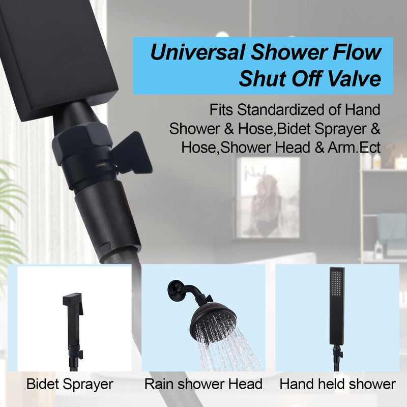 AZOS Brass Shut Off Valve, Water Flow Control Valve, Shower Head Shut Off Valve, Water Flow Control Valves G1/2 Pressure Regulator, Water Pressure Regulator in Black - NewNest Australia