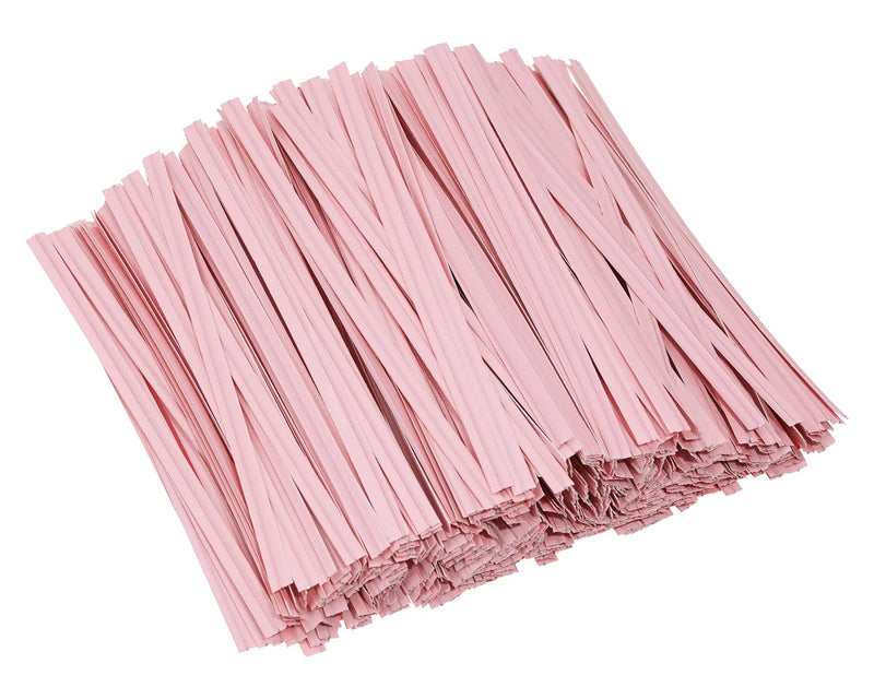 ONLYKXY 500pcs Kraft Paper Twist Ties Plant Ties 4inch Reusable Bread Twist Ties cake pop ties Cable Ties Candy Ties for Bags (Pink) Pink