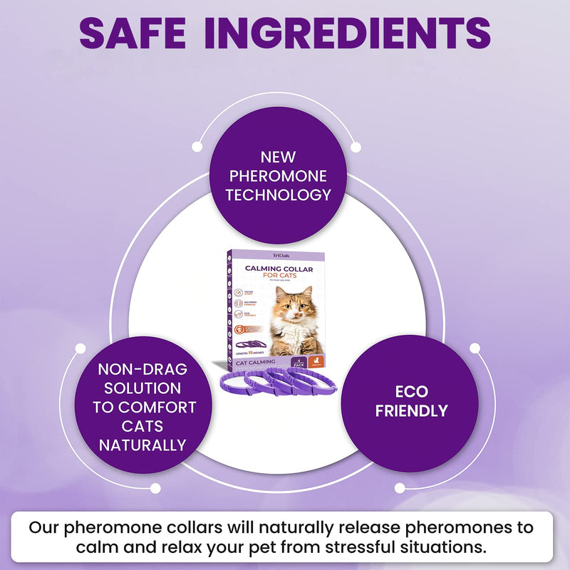 Pheromone Calming Collar for Cats: Breakaway Cat Calming Collar for Anxiety, Separation Stress, Multicat Aggression, Spraying, Meowing - for Indoor Use, Moving & Travel, 4 Pack (M Purple) M Purple