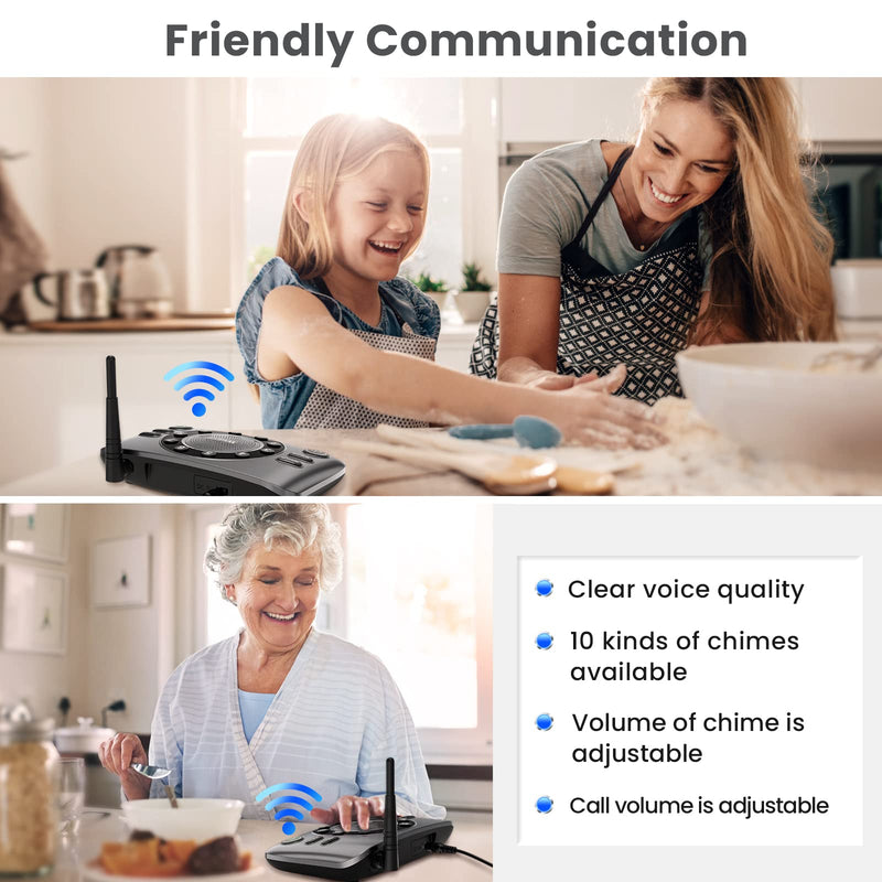 Hands-Free Intercoms Wireless for Home Business, Wuloo Upgrade Two Way Audio Intercom System for Elderly, Full Duplex Room to Room Intercom with 5280 ft Range Clear Sound Anti-Interference, 1-Pack 1 unit for expandable