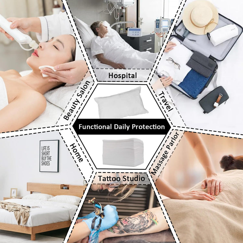 40 Pcs Disposable Pillow Case Covers for Travel Pillowcases White | for Medical, Hospital, Hotels, SPA Tattoo Lash Pillow Covers