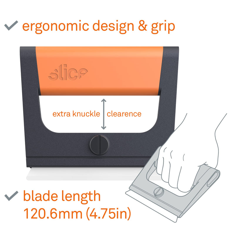 Slice 10501 Wide Scraper, Easy Clean, Ceramic Blade Lasts 11x as Long as Metal, Finger Friendly, Never Rusts, Safety Cap, Short Handle 1 Pack