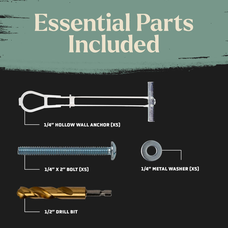 Heavy Duty Zip Tie Toggle Anchor Mounting Kit - Drywall Anchors and Screws - Includes Washers, Bolts, and Custom Drill Bit - Used to Hang Heavy Items Including tv Mount - 1/4"-20x 2 1/2" Bolt 10 Pack