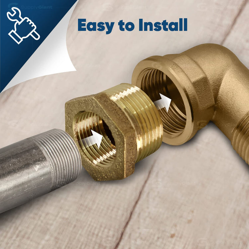Supply Giant CSCV1142 1-1/4'' Male x 1 Inch Female NPT Lead-Free Bushing, Fitting with Hexagonal Head, Brass Construction, Higher Corrosion Resistance Economical & Easy to Install (Pack of 4) 19 (Pack of 4)