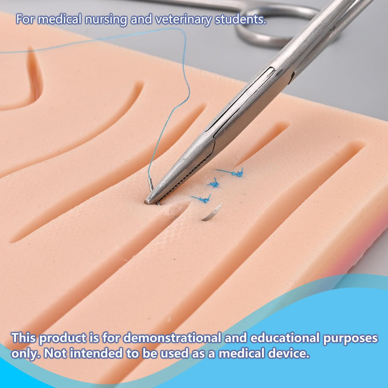 Complete Suture Practice Kit (30 Pieces) for Medical Students, Including Large Upgrade 14 Pre-Cut Wounds Silicone Pad, Tool Kit, Suture Threads & Needle Perfect for Training, Demonstration