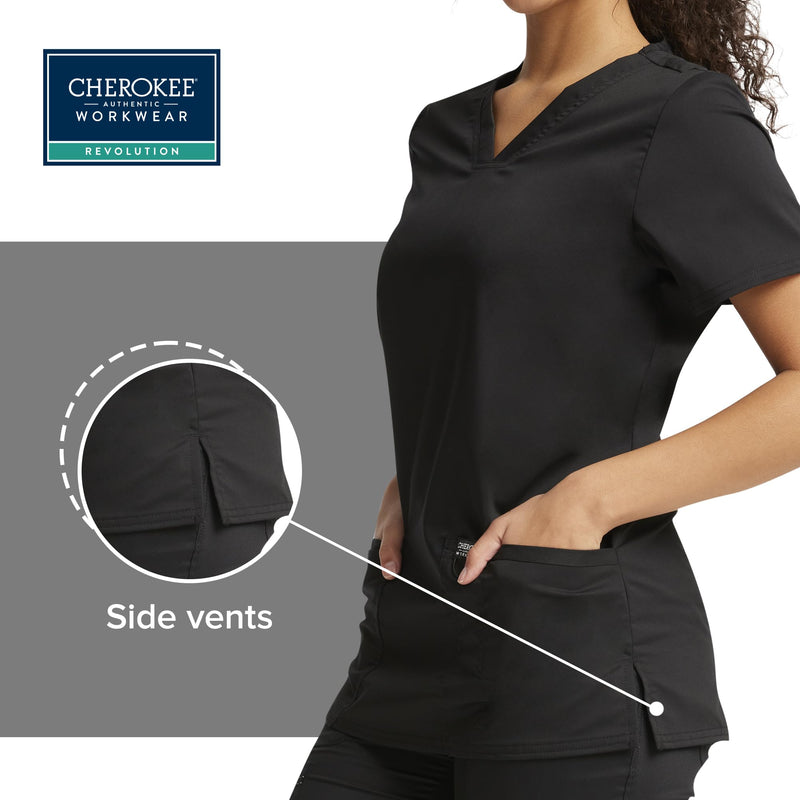 V-Neck Scrubs for Women Workwear Revolution, Soft Stretch, Easy Care WW620 X-Large Black