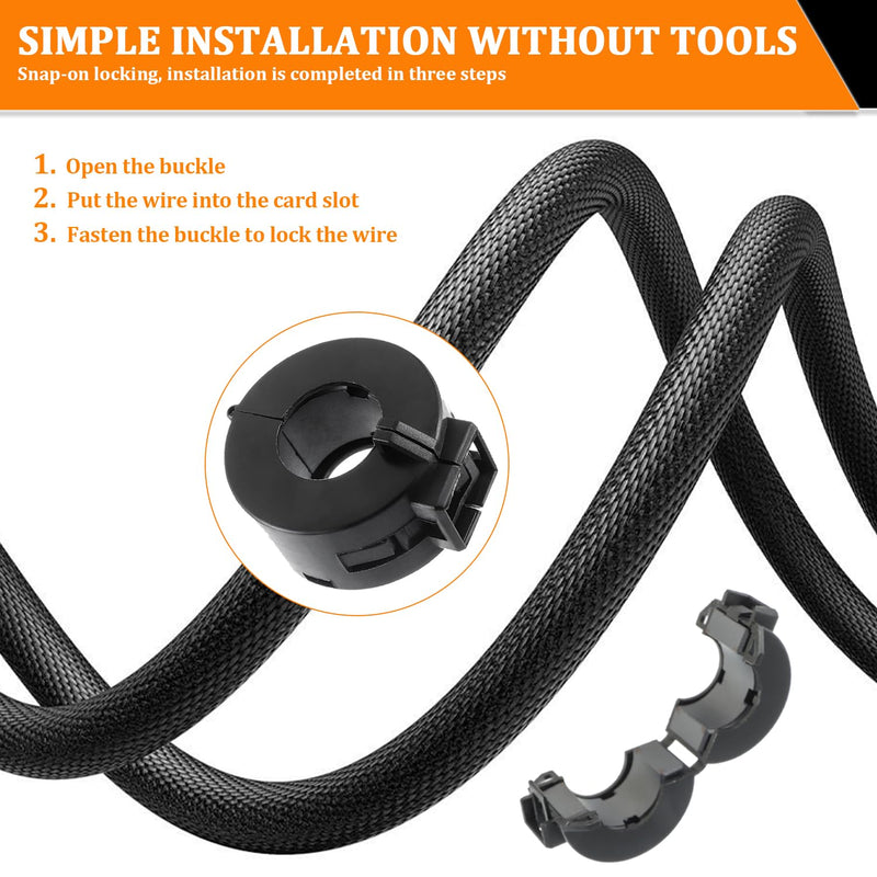 15mm Black Clip-on Ferrite Ring Core RFI EMI Noise Suppressor Cable Clip (5pcs)