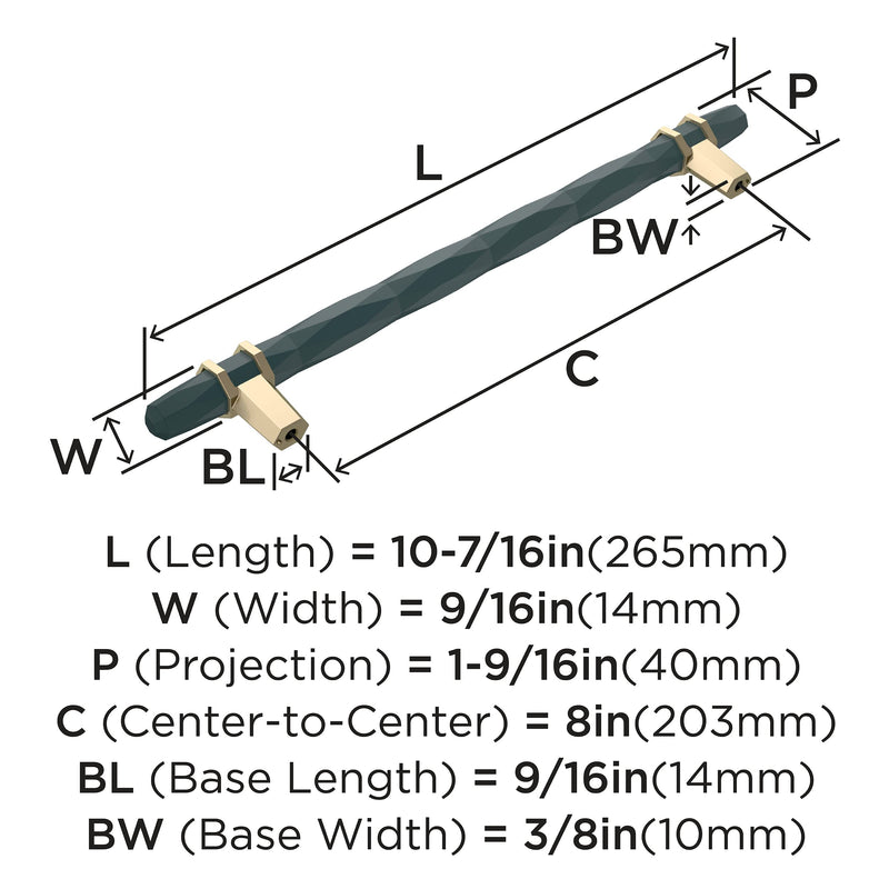 Amerock | Cabinet Pull | Black Bronze/Golden Champagne | 8 inch (203 mm) Center-to-Center | London | 1 Pack | Drawer Pull | Drawer Handle | Cabinet Hardware
