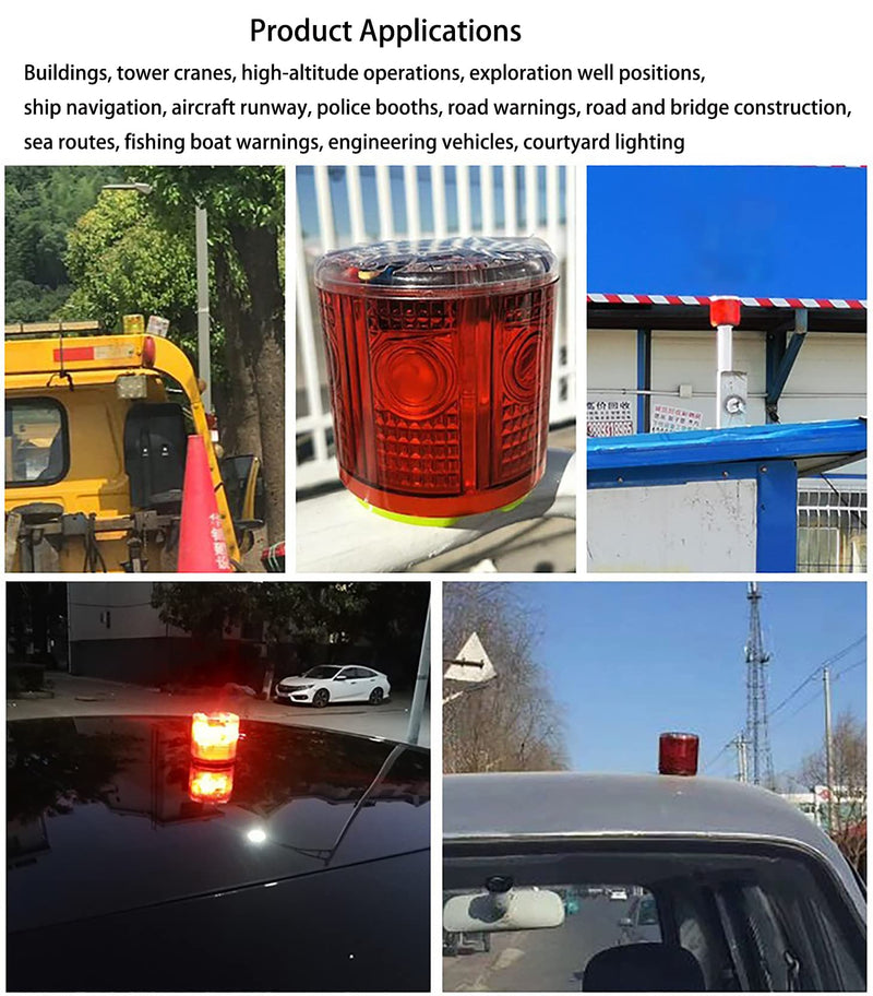 Solar Strobe Warning Light, with Strong Magnetic Base High Bright LED Flashing 360° Wireless Control Automatically Turn On Waterproof IP65 for Construction, Traffic, Factory, Safety Sign (Yellow) Yellow
