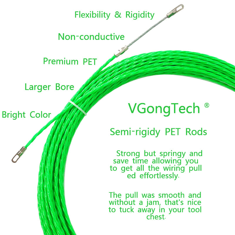 10M 33ft Fish Tape Cable Puller Kit 4mm PET Electrical Cable Puller Through Wall Wire Guide Device Threader Fish Cable Fastener 10m (33ft) Style B