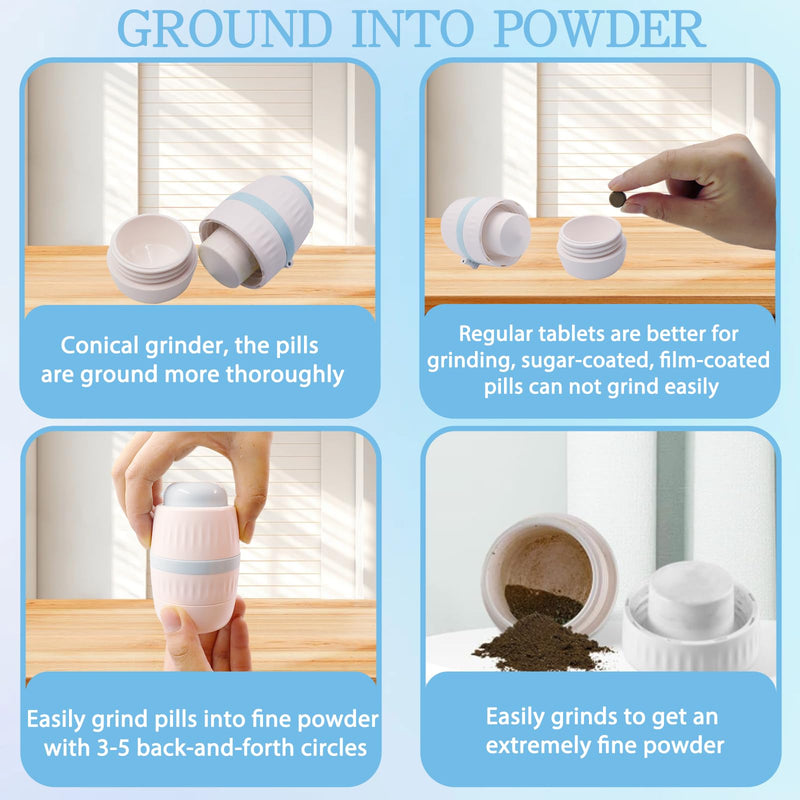 4 in 1 Pill Cutter Crusher Fine Powder with Storage, 1/4 1/2 Pill Cutter Splitter for Cutting Small and Large Pills, Ideal for Cutting Tablets, Vitamins Blue