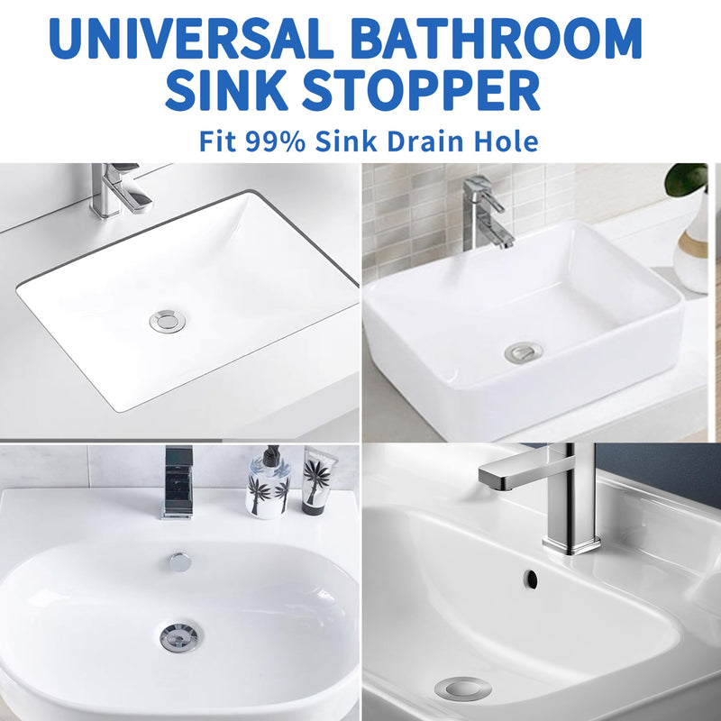 2PCS Bathroom Sink Stopper Strainer, Pop-Up Bathroom Sink Drain Strainer with Removable Stainless Steel Hair Catcher Basket, Universal Fit for US Bathroom Sinks, Bathtubs, Showers & Floor Drains 2pcs