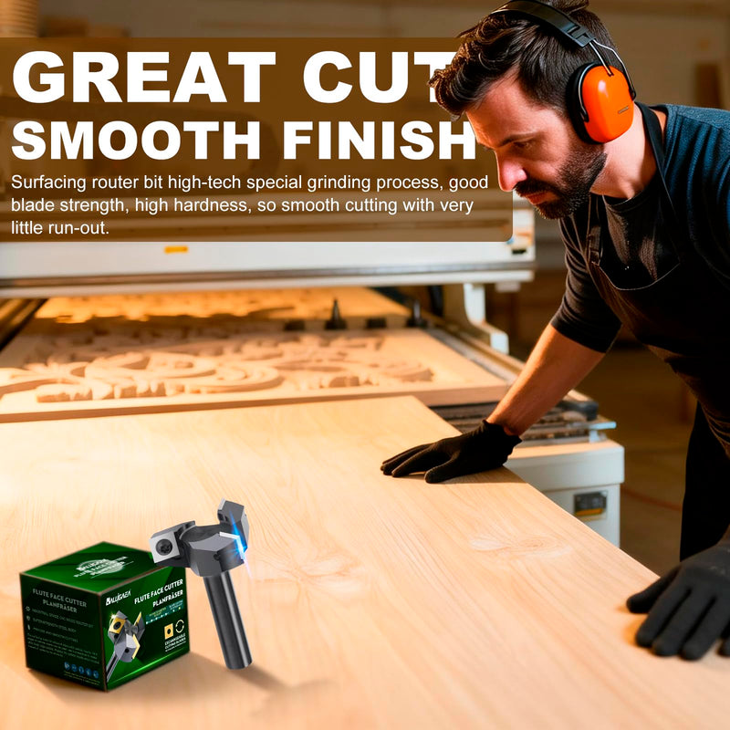 Slab Flattening Router Bits 1/2'' Shank, 2'' Cutting Diameter | 3 Wings, Spoilboard Surfacing Router Bit with 12mm Insert Wood Planing Bit CNC Router Flattening Bit for Woodworking Tools None Coated 1/2" Shank-2" Cut Dia. (3 Inserts)