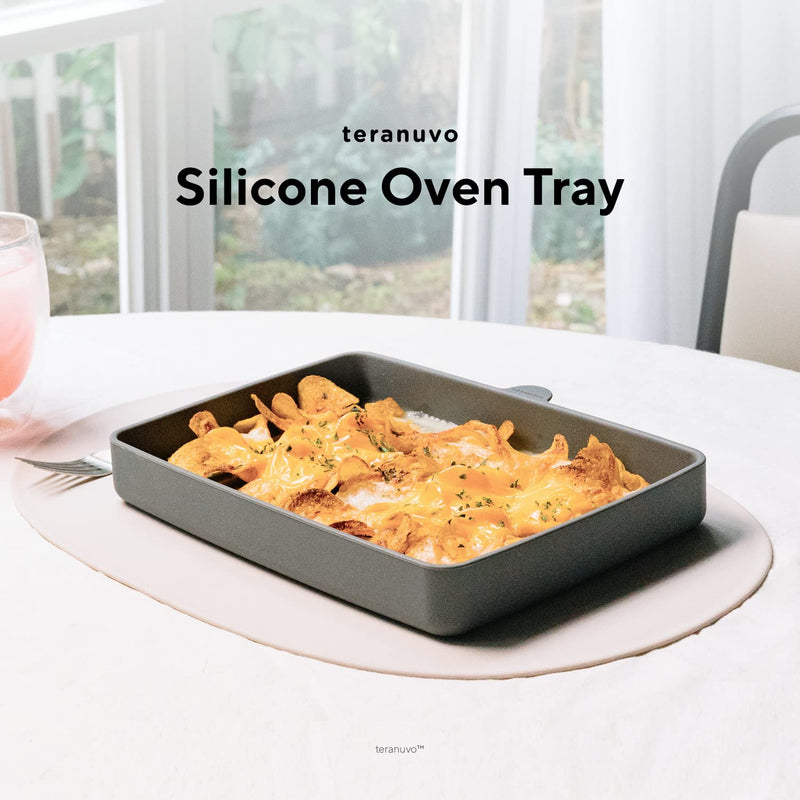 Teranuvo Silicone Oven Tray compatible with BALMUDA The Toaster Oven - safe to use, non toxic, durable, dishwasher safe, heat resistant, silicone liners for air flow and drain oil, non stick (Grey) Gray