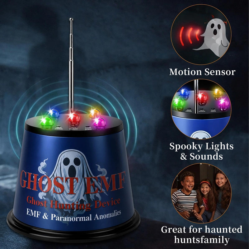 EMF Detector Ghost Hunting Equipment, Paranormal Investigation Equipment with 5-Level Sensitivity & Temperature Detection,Ghost Box for Ghost Hunters, Exploration & Spirit Hunting (Blue) Blue