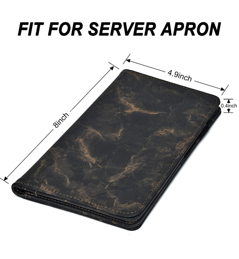 Server Books for Waitress - Marble Texture Leather Waiter Book Server Wallet with Zipper Pocket, Cute Waitress Book&Waitstaff Organizer with Money Pocket Fit Server Apron #1 Marble Texture Black Gold