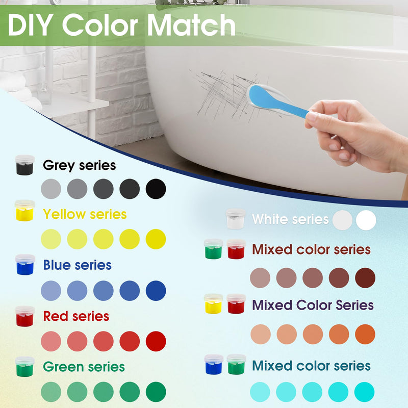 Bathtub Repair Kit White for Tubs, Fiberglass Showers, Tiles, Sinks & Countertops, Fix Chips, Cracks, Holes, Scratches on Porcelain, Enamel, Acrylic, Granite, Ceramic, Quartz Surfaces