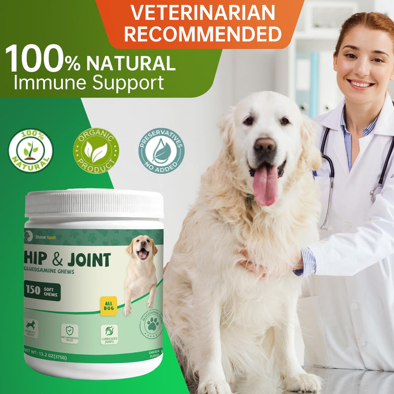 Glucosamine for Dogs 150pcs Joint Support Supplement Dog Hip and Joint Chondroitin Chews Treats with MSM, Omega3, Dog Joint Pain Relief Mobility Supplements Chicken Flavor Fit All Breed