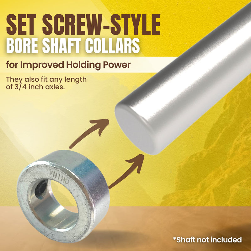 (4-Pack) 3/4” Bore Solid Steel Shaft Collars with Zinc Plated Coating - Durable Shaft Collars Suitable for Machinery and Industrial Use 4 3/4"