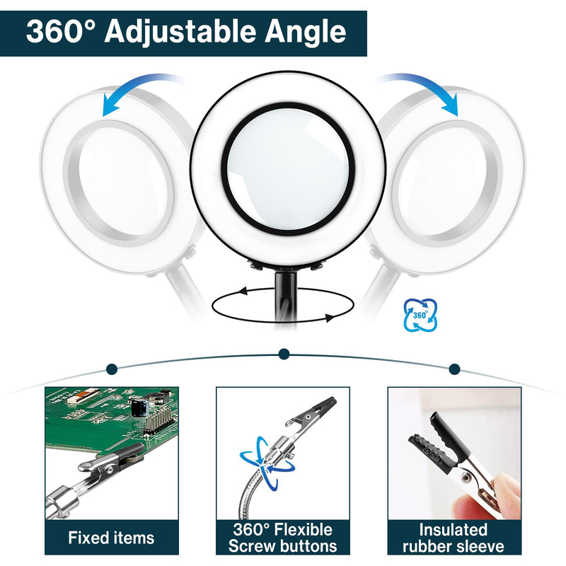 Lytool Helping Hands Soldering Station with 3X Magnifying Glass Dimmable LED, Flexible Helping Hands Soldering with 4 Flexible Arms for Welding Repair Hobby DIY With light